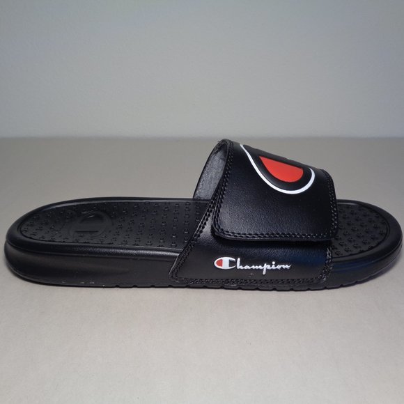 Champion Size 12 M LOGO SLIDE Black Sandals New Men's Shoes - Picture 2 of 15